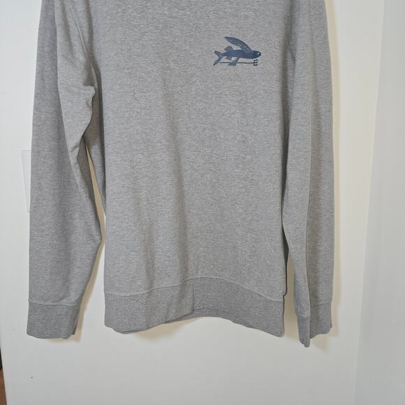 Patagonia Sweatshirt Men’s M Gray Flying Fish Organic Cotton Blend Crewneck - Picture 4 of 9